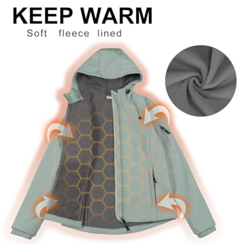 Fleece Lined Softshell Jacket Windproof Hooded Ac… - image 4